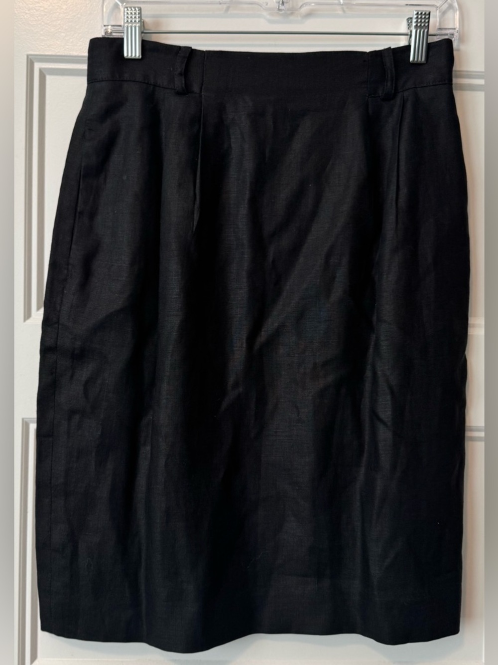 Lord & Taylor Vintage Black Linen Pencil Skirt SZ 10 Fully Lined Career Classic
